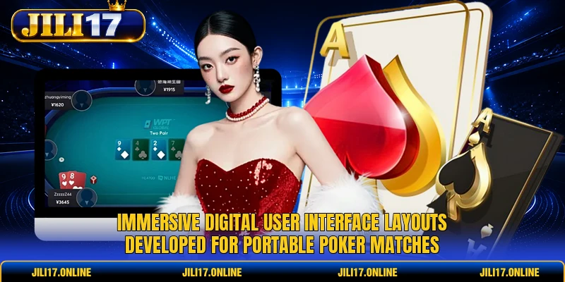 Immersive digital user interface layouts developed for portable poker matches